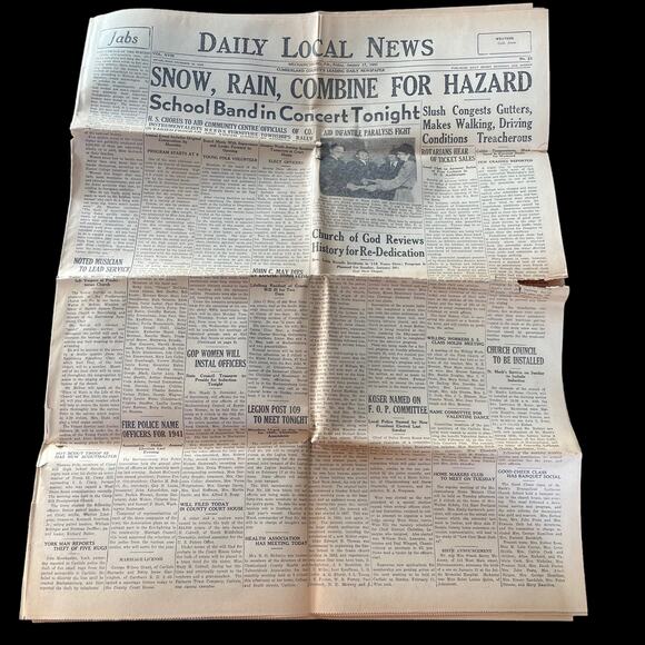 Vintage Cumberland County Mechanicsburg PA Newspaper January 1941 Ephemera - Picture 1 of 11